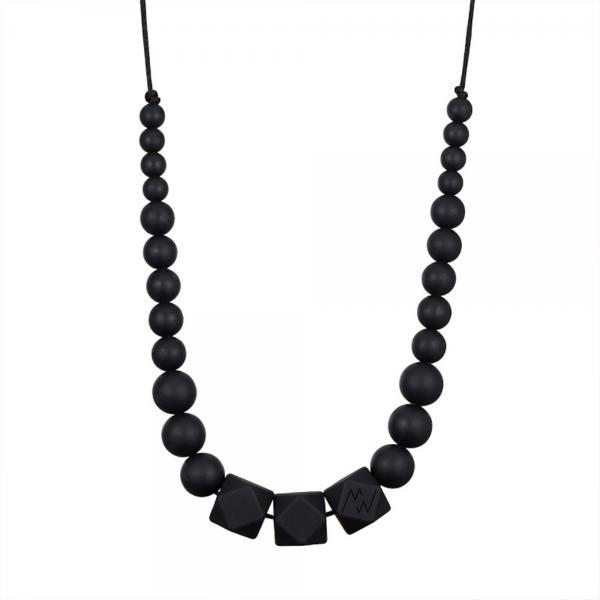 Collier d'allaitement chic perles noires -0