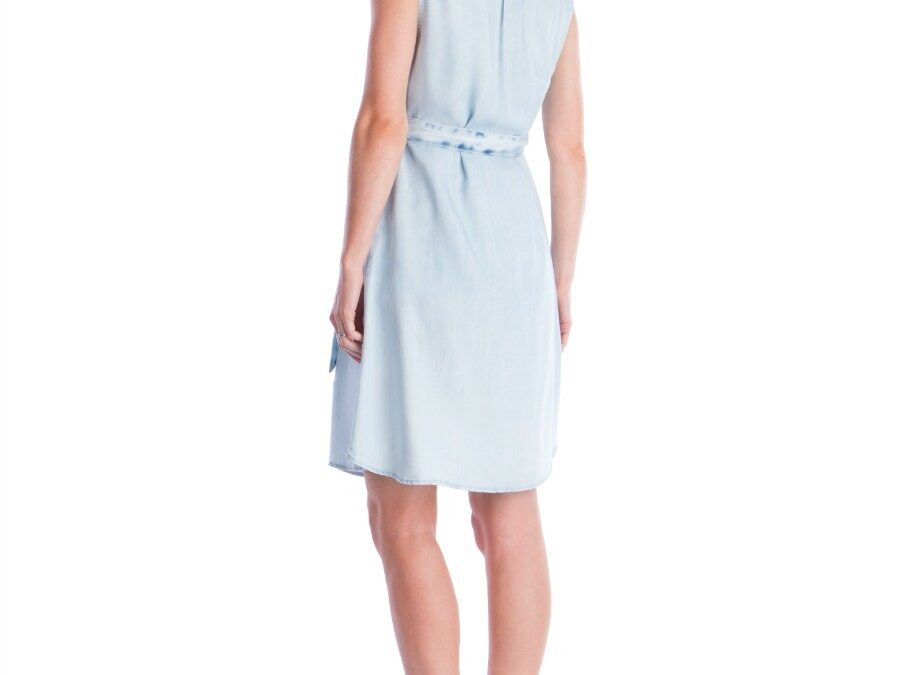 Robe grossesse et allaitement sans manches effet denim bleu-4406
